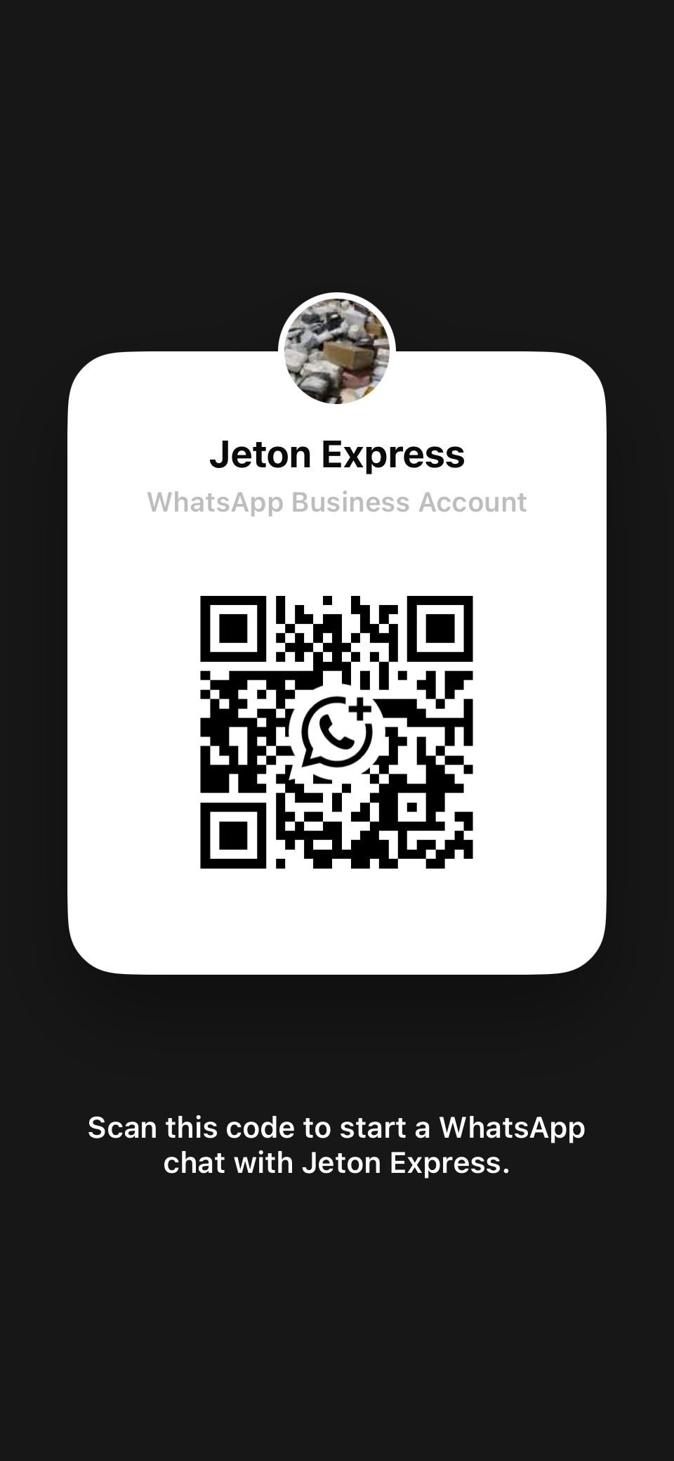 Jeton Express WhatsApp Business contact QR code
